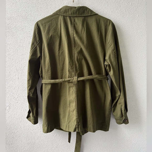 A New Day Women’s Olive Green Utility Jacket Size L Pockets Belted Buttons - Picture 3 of 13